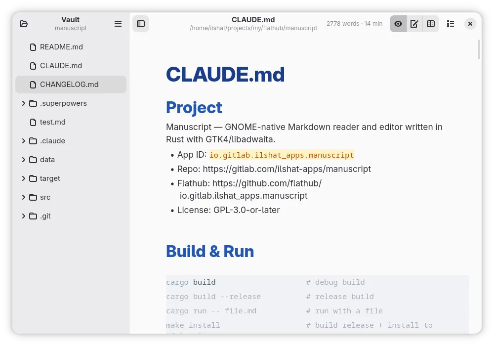 Reading a Markdown file in light theme