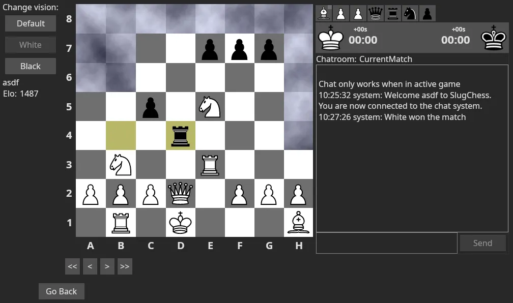 SlugChess chessboard replay from white's perspective'