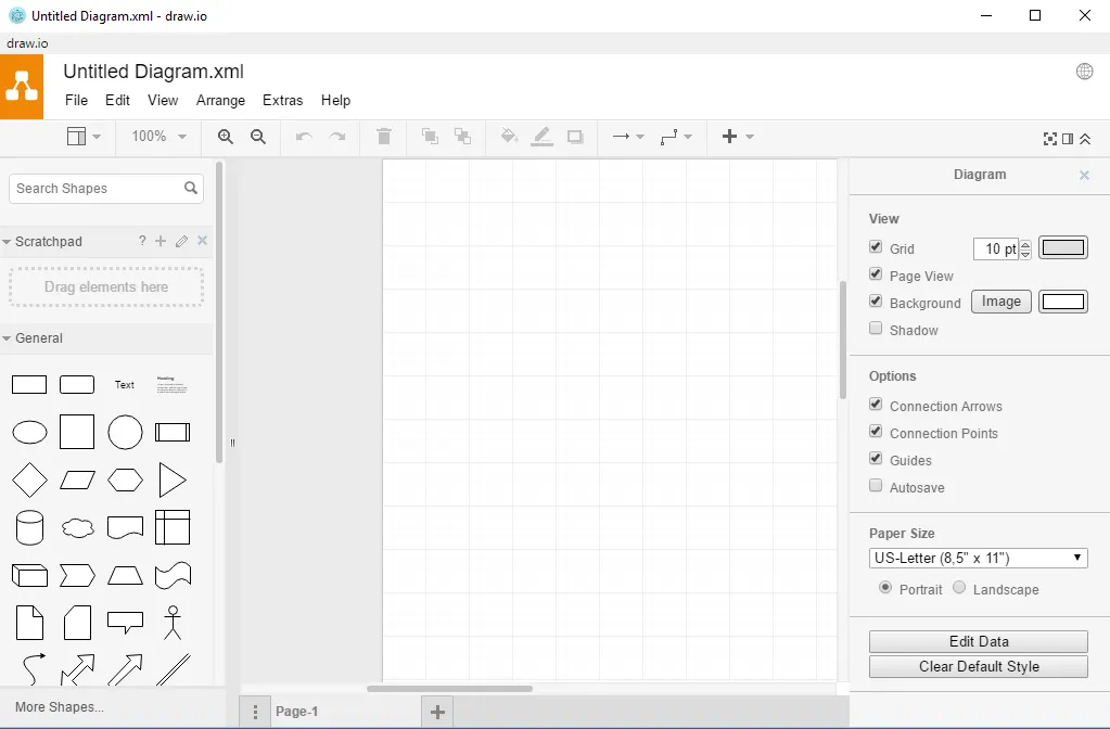 The main draw.io window