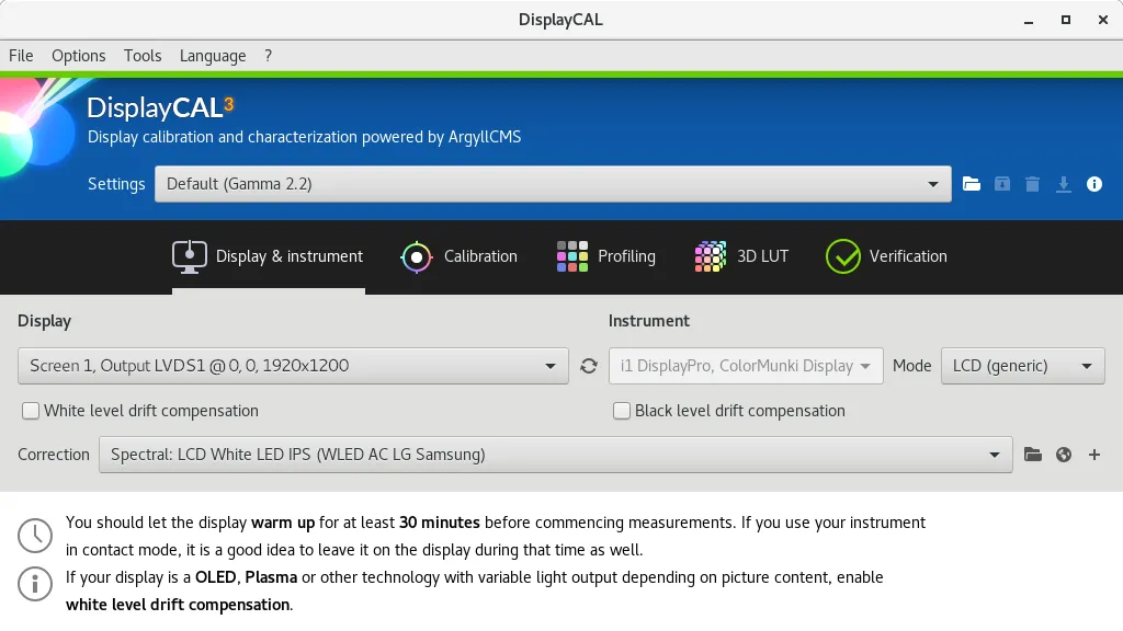 DisplayCAL 3.9.19 main window