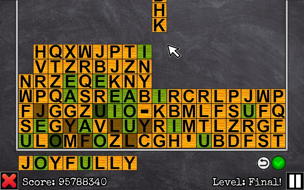 Educational word spelling gameplay with falling letters