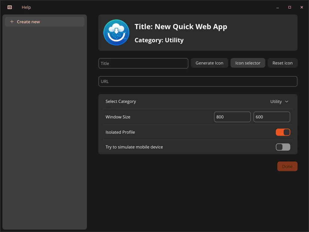Opened app