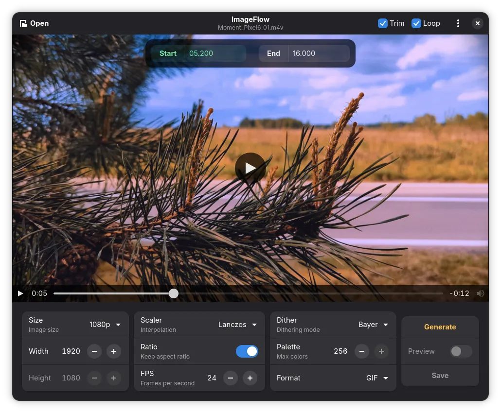 ImageFlow in dark mode