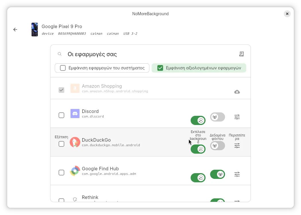 Manage which apps can run in the background