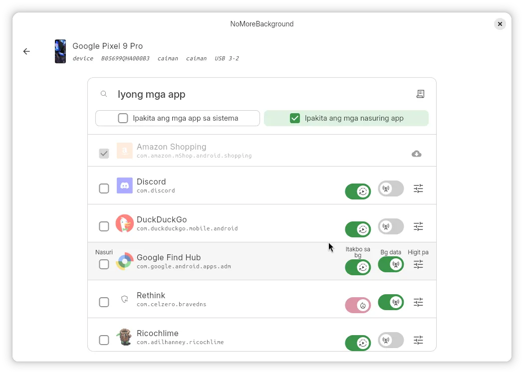Manage which apps can run in the background