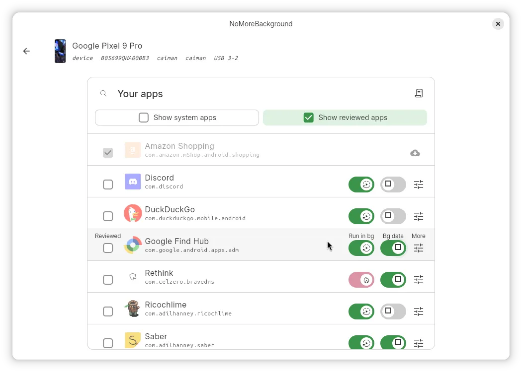 Manage which apps can run in the background