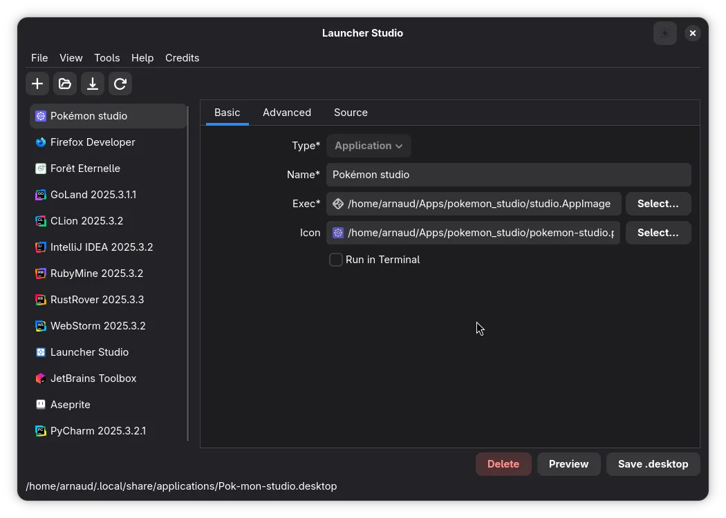 The main editor interface