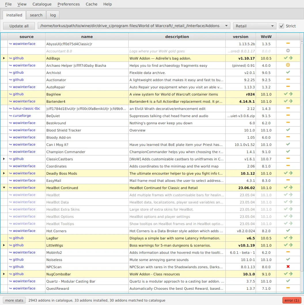 Strongbox main window, standard width with default columns.