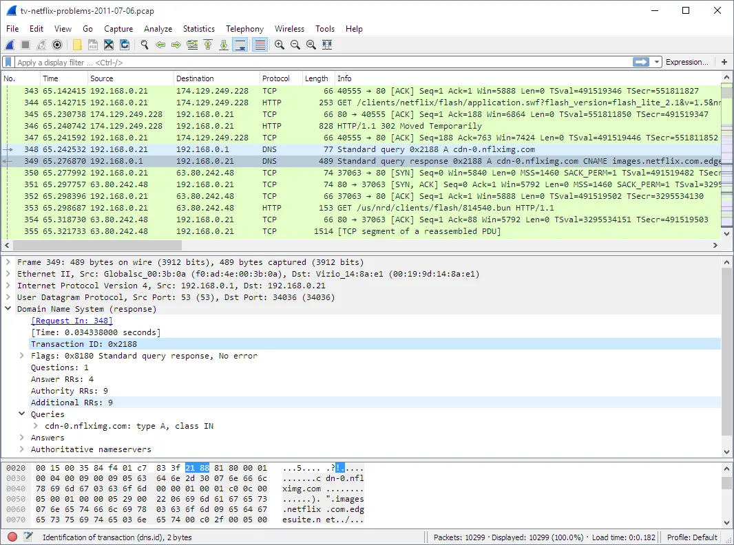Wireshark's main window