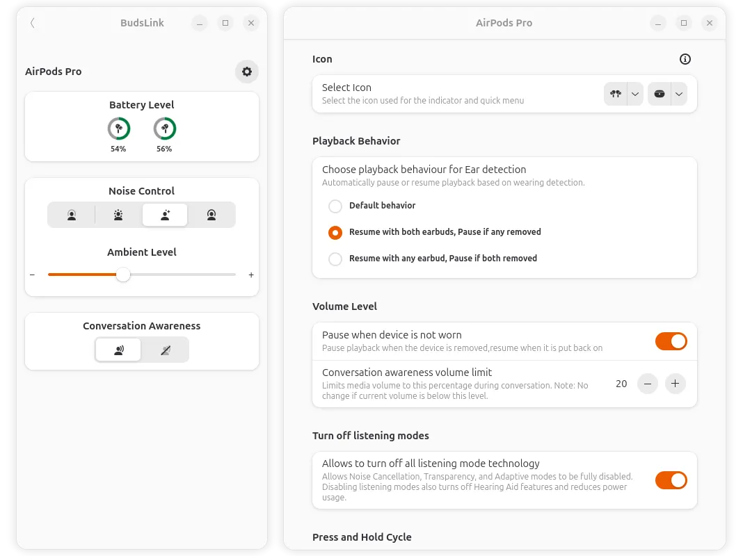 AirPods interface