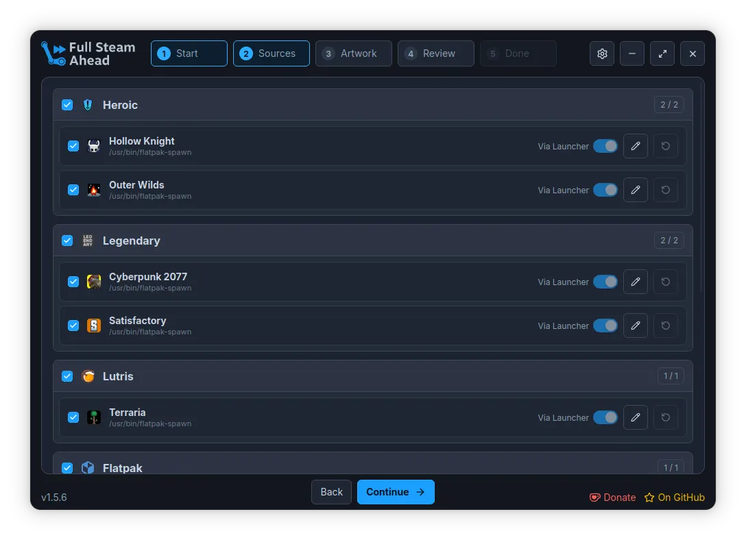 Choose which games to import