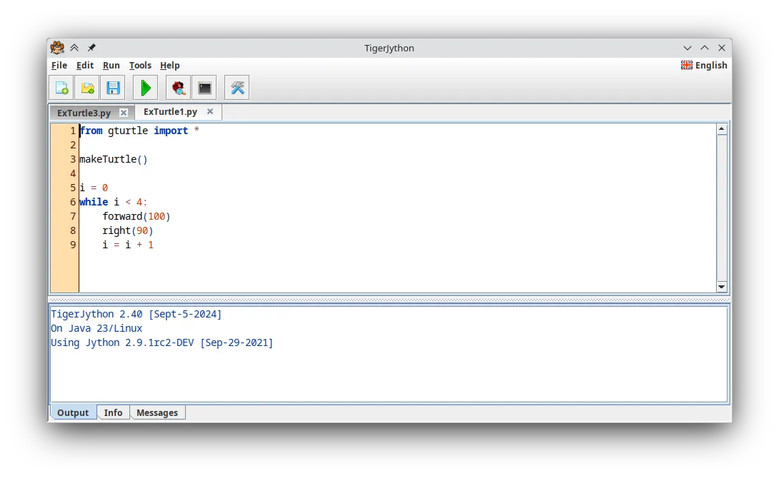 Main window with an example python file open.