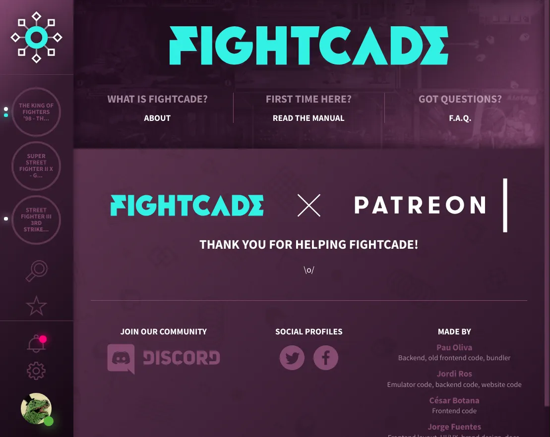 Fightcade landing page