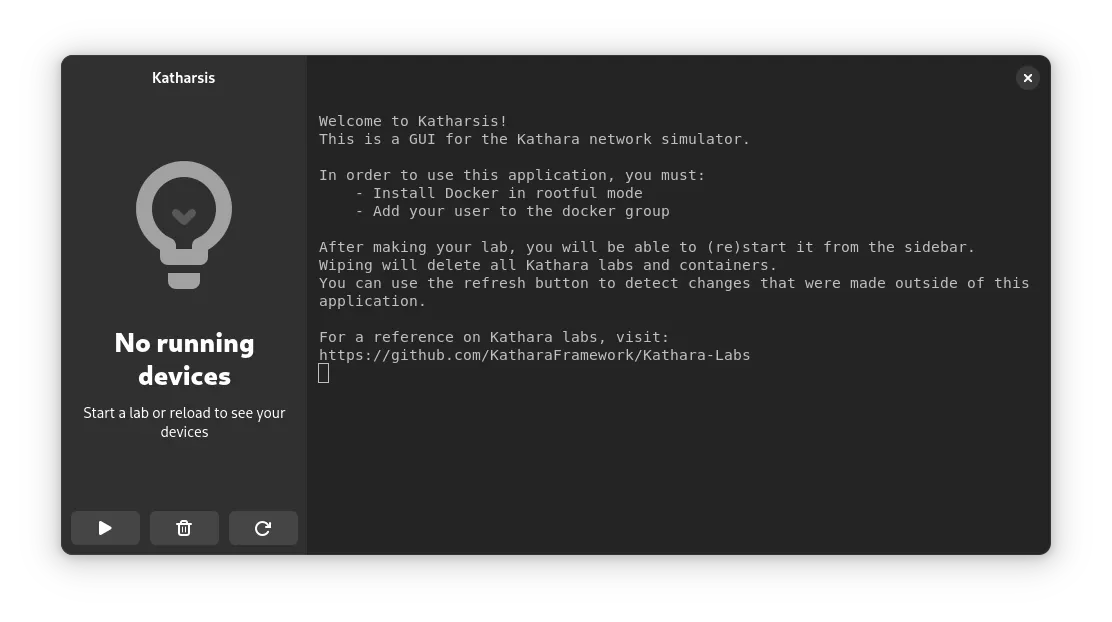 Katharsis start screen