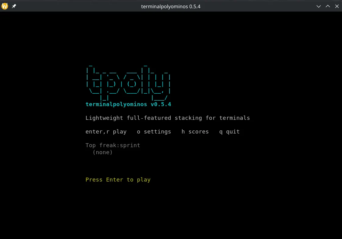 Title screen in the GUI launcher