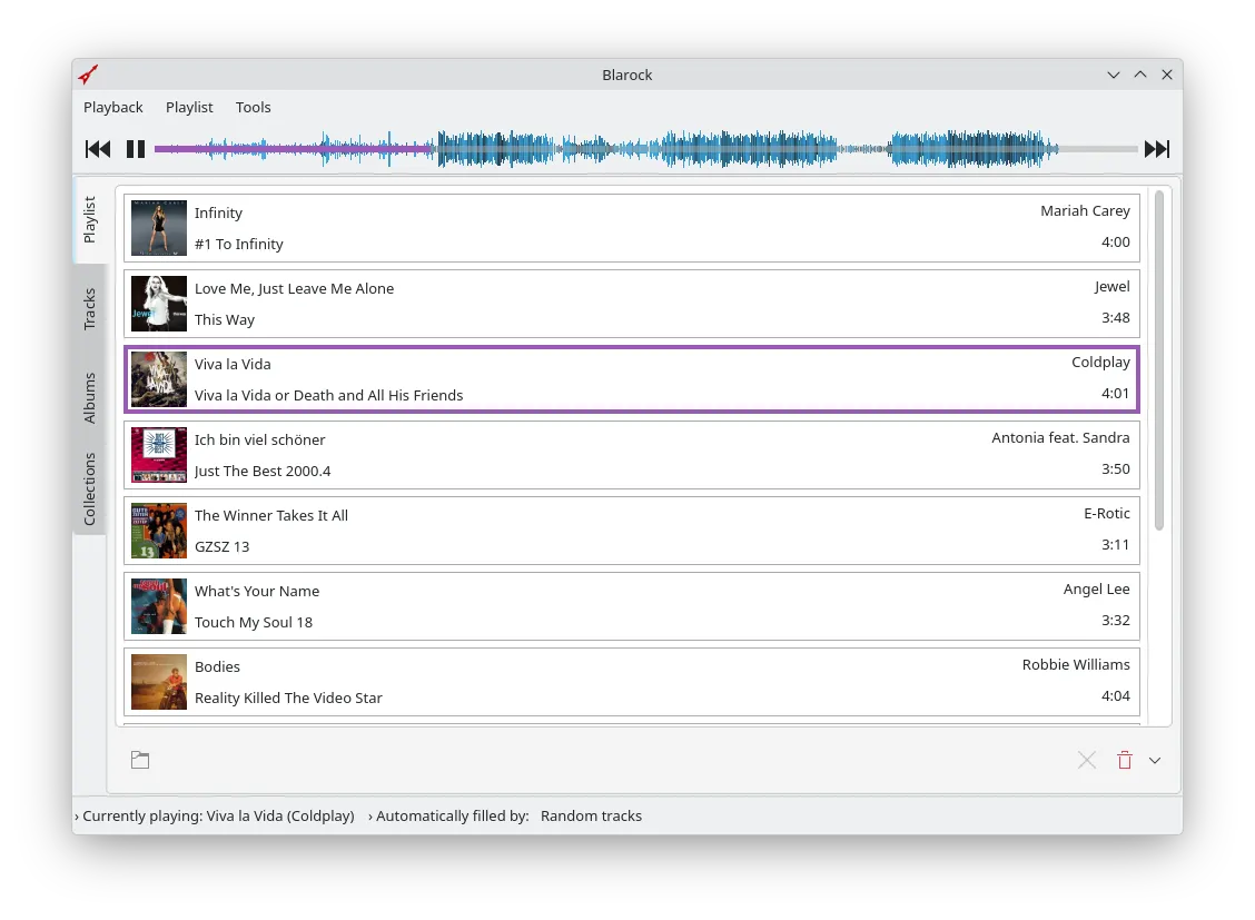 The playlist view