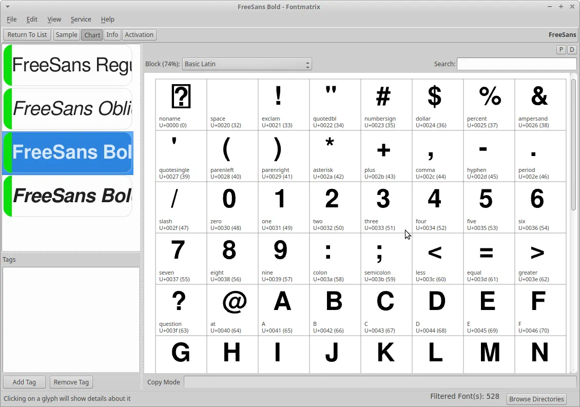 The main Fontmatrix window