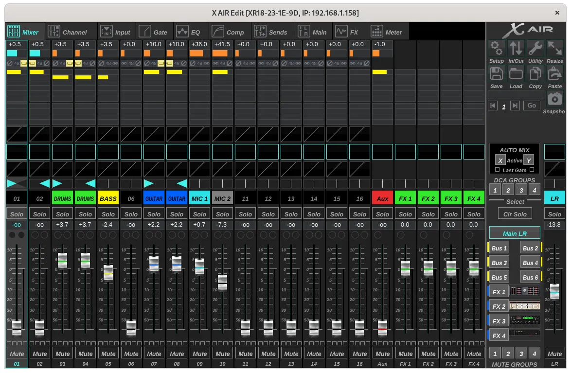 X Air Edit Mixer View