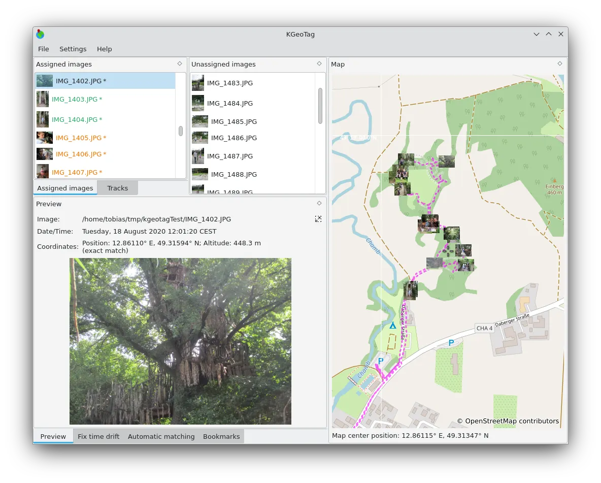 Geotagging with KGeoTag