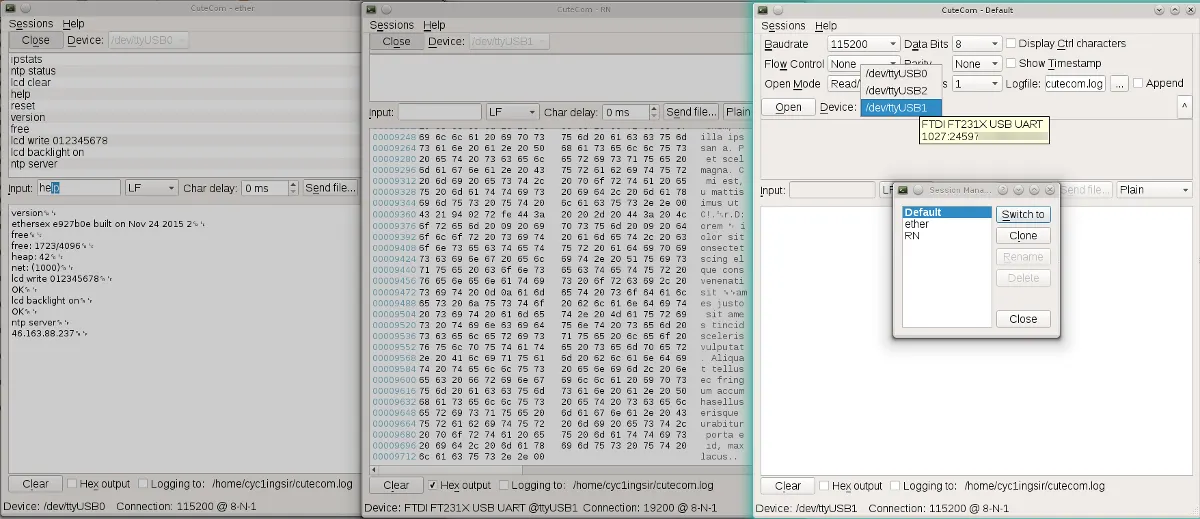 Cutecom main window