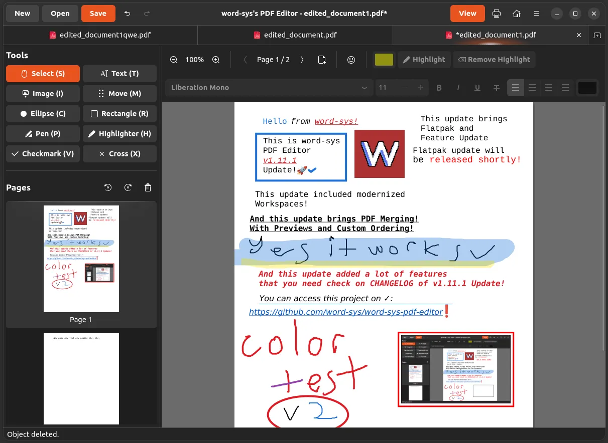 Editing text and annotations in a PDF file