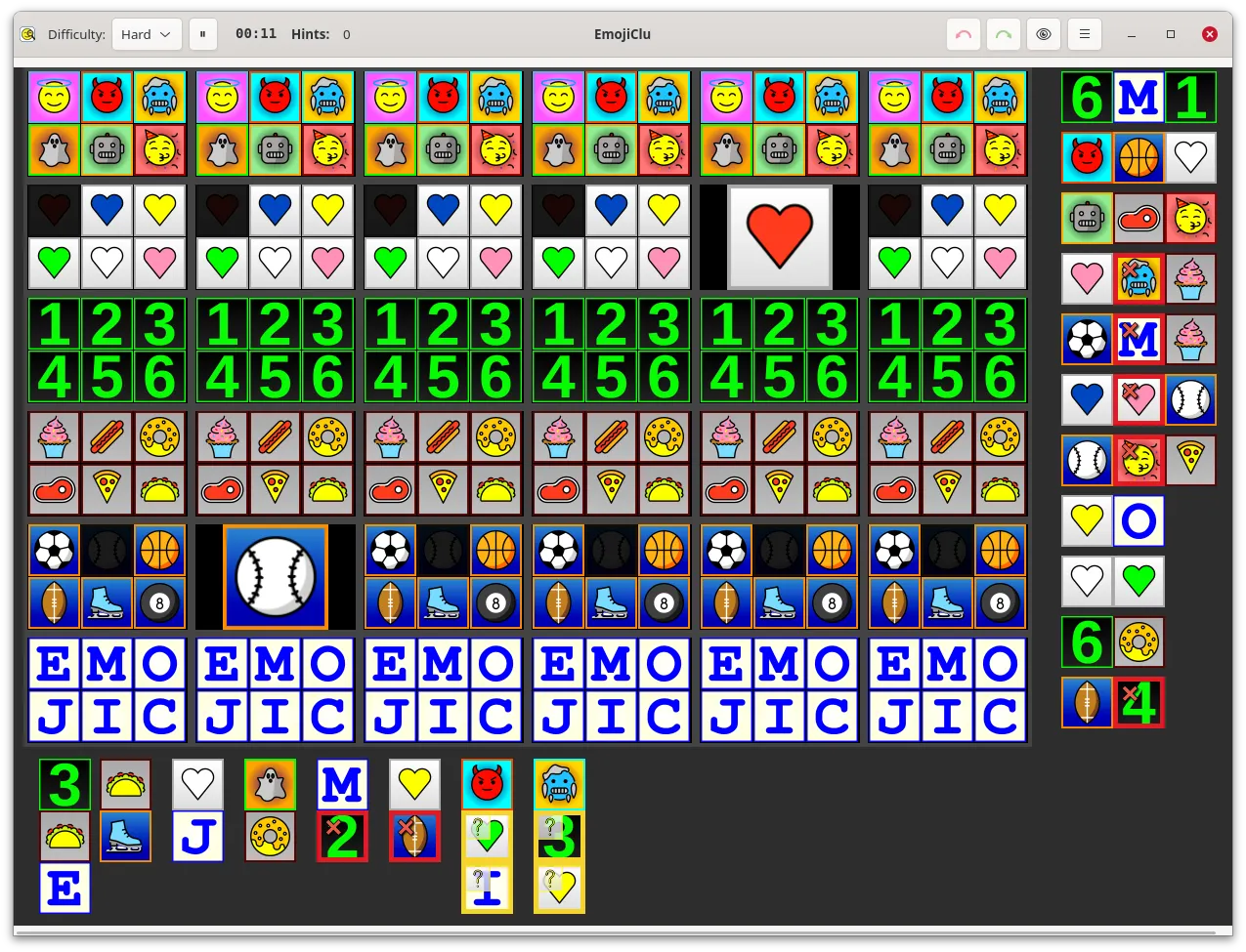 Gameplay showing a difficult puzzle