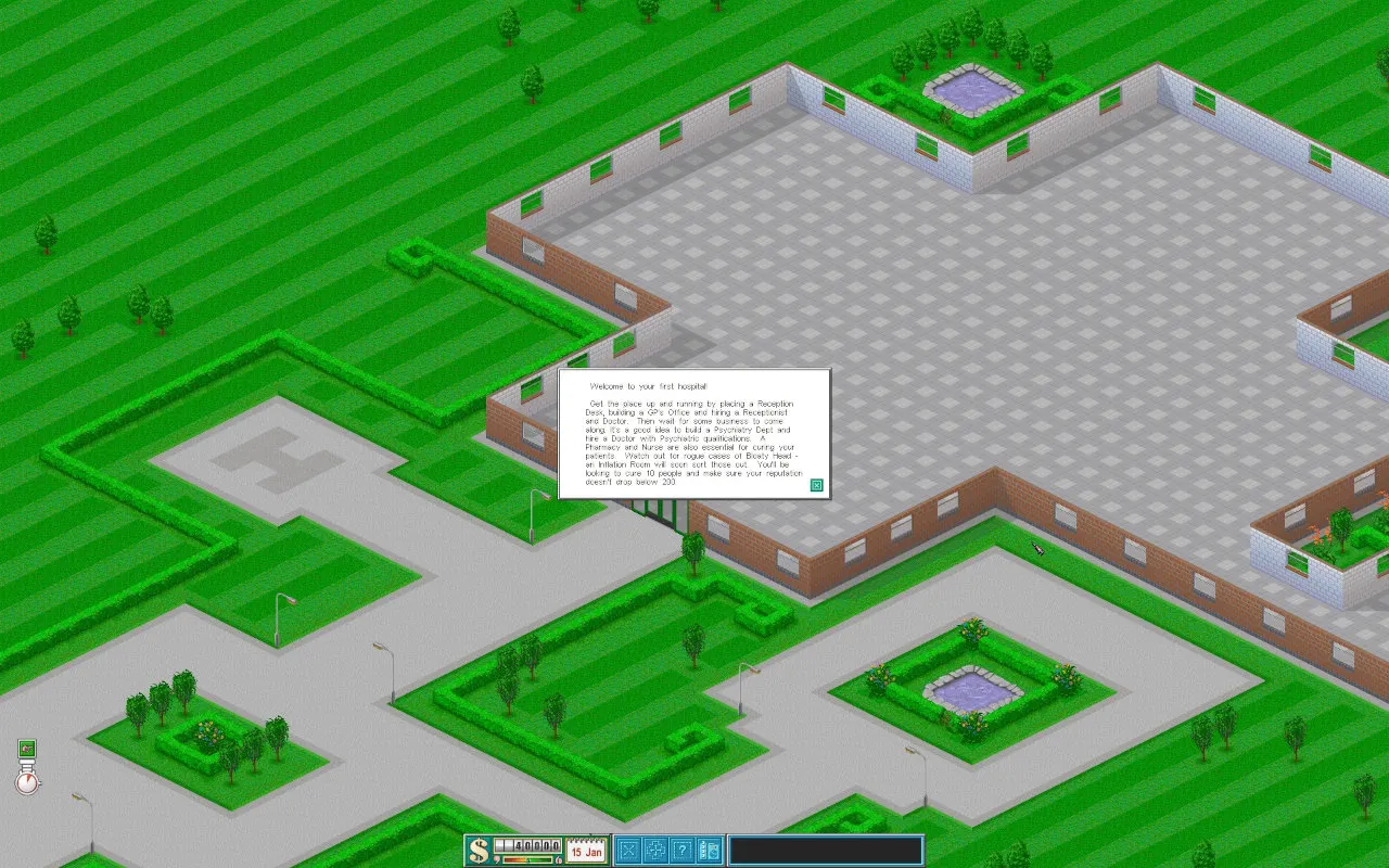 Welcome dialog for first hospital