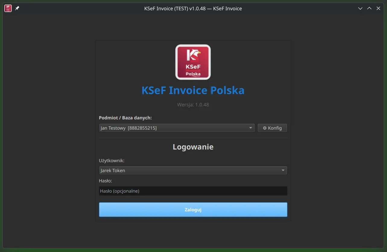 Główny ekran aplikacji - Dashboard