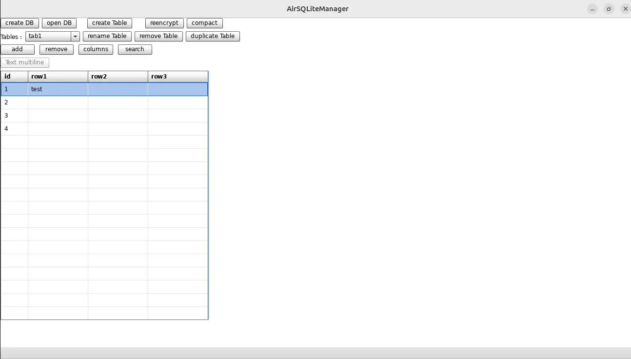 Main database view