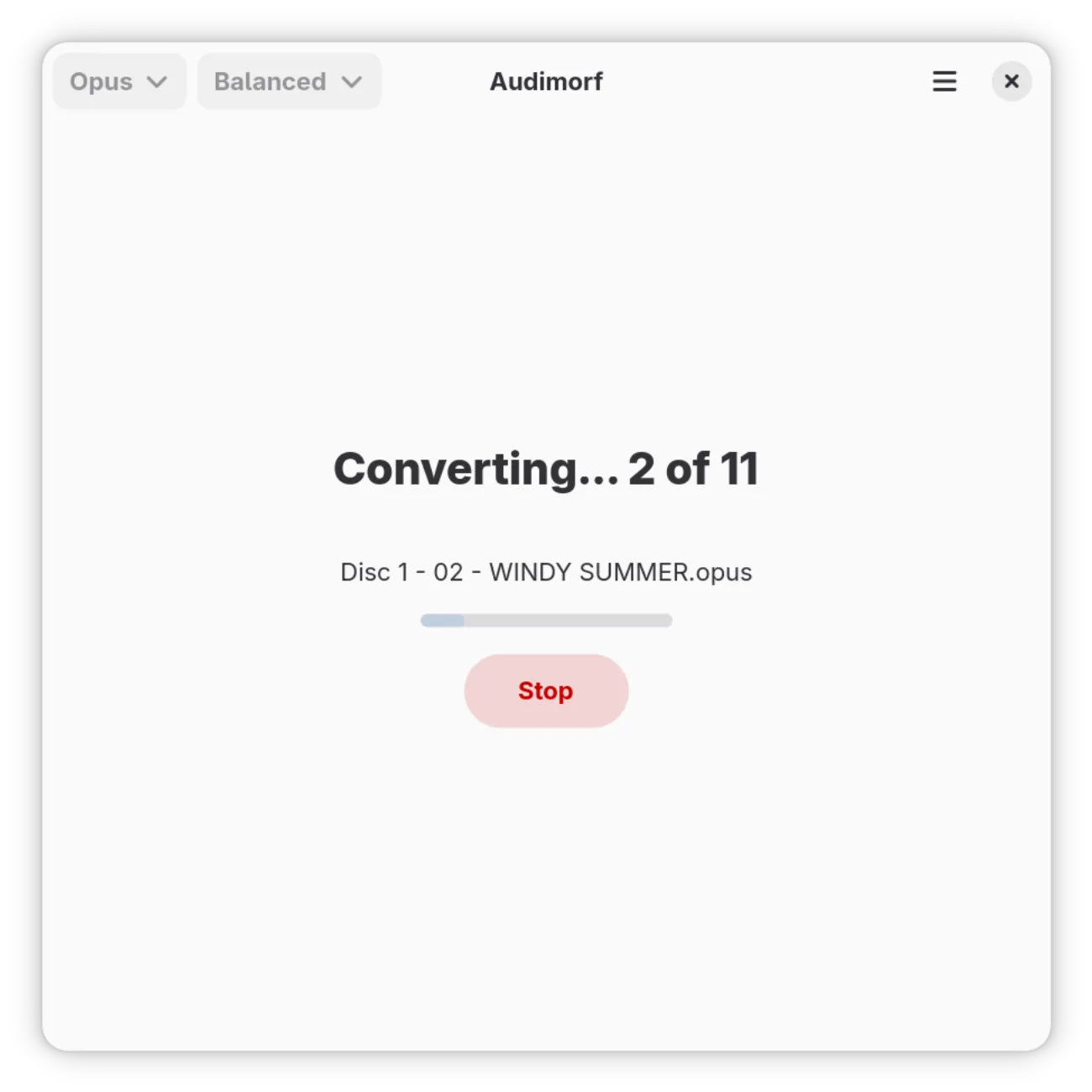 File processing: conversion in processing with the ability to cancel.