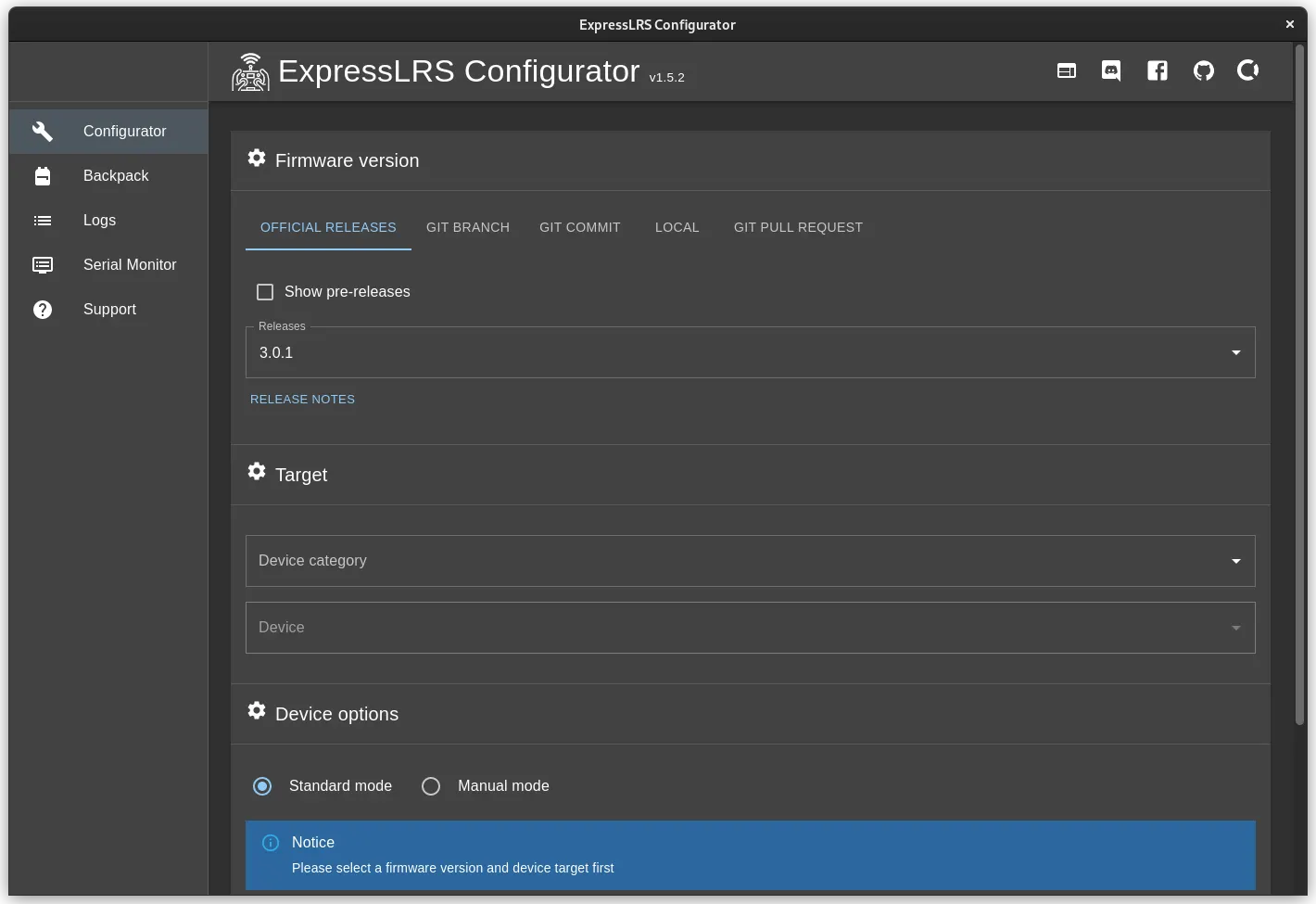 General configuration tab