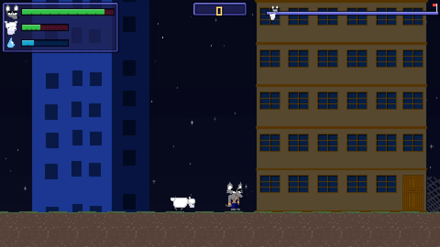 Gordon and the sheep at the start of level 1