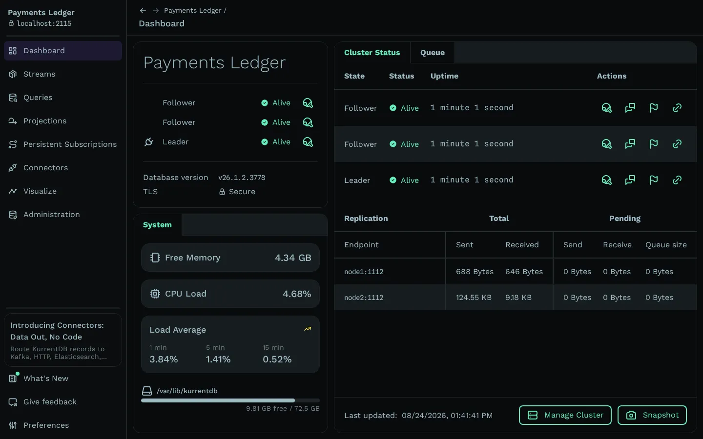 Monitor cluster health at a glance