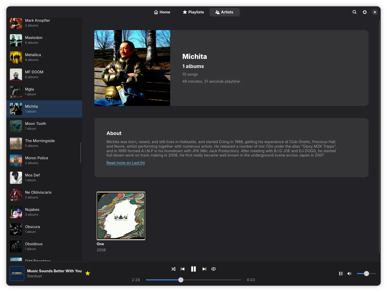 The Artist overview tab
