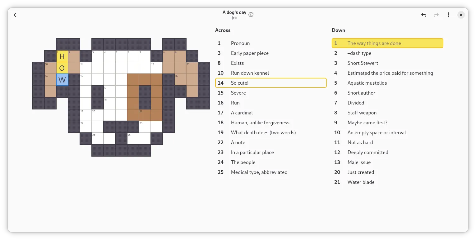 A crossword in the shape of a dog's face