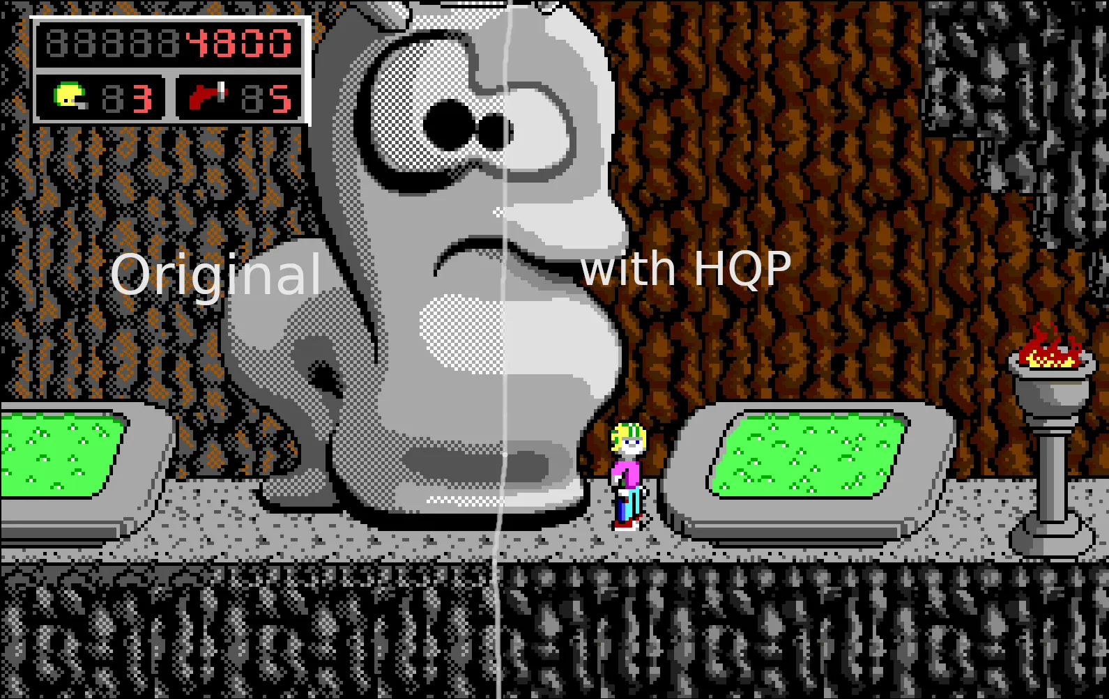 Commander Keen 4 in Original (left) and quit High Quality Pack (right)