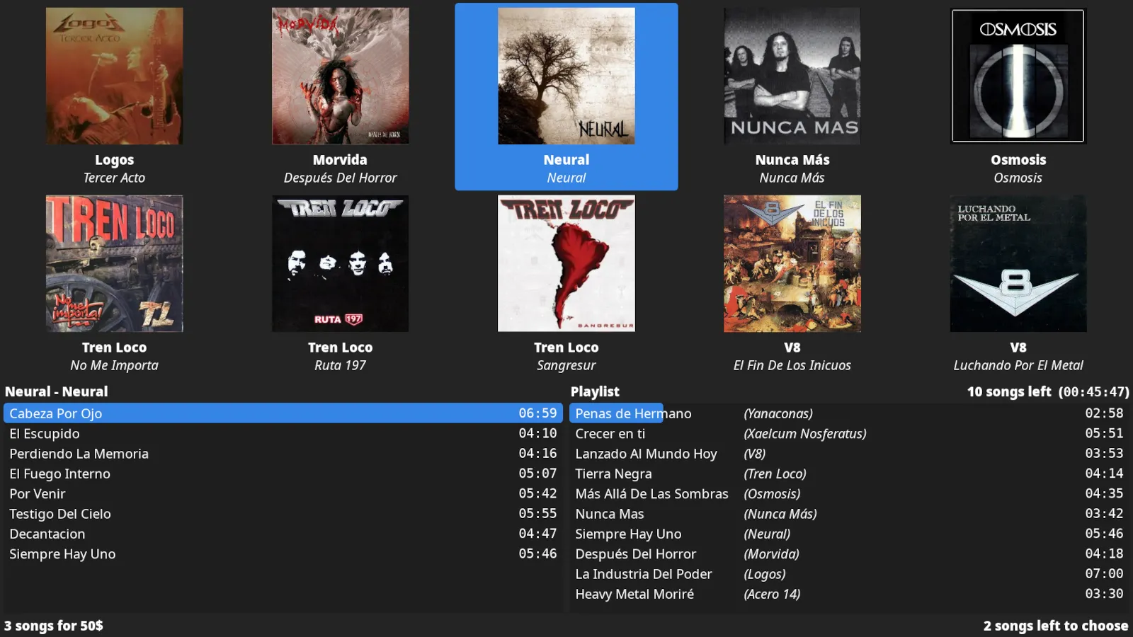 Jukebox-like interface
