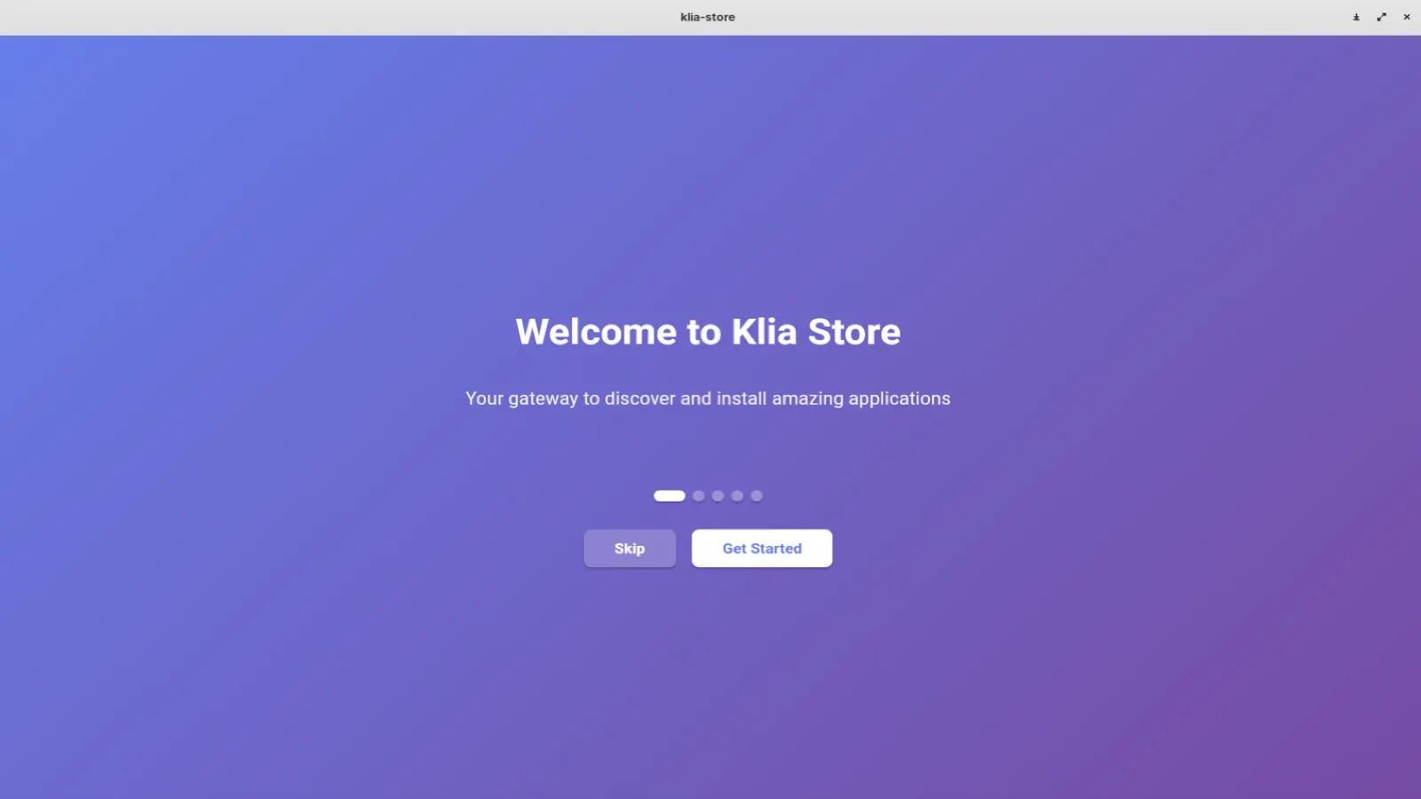 Main application window showing start page