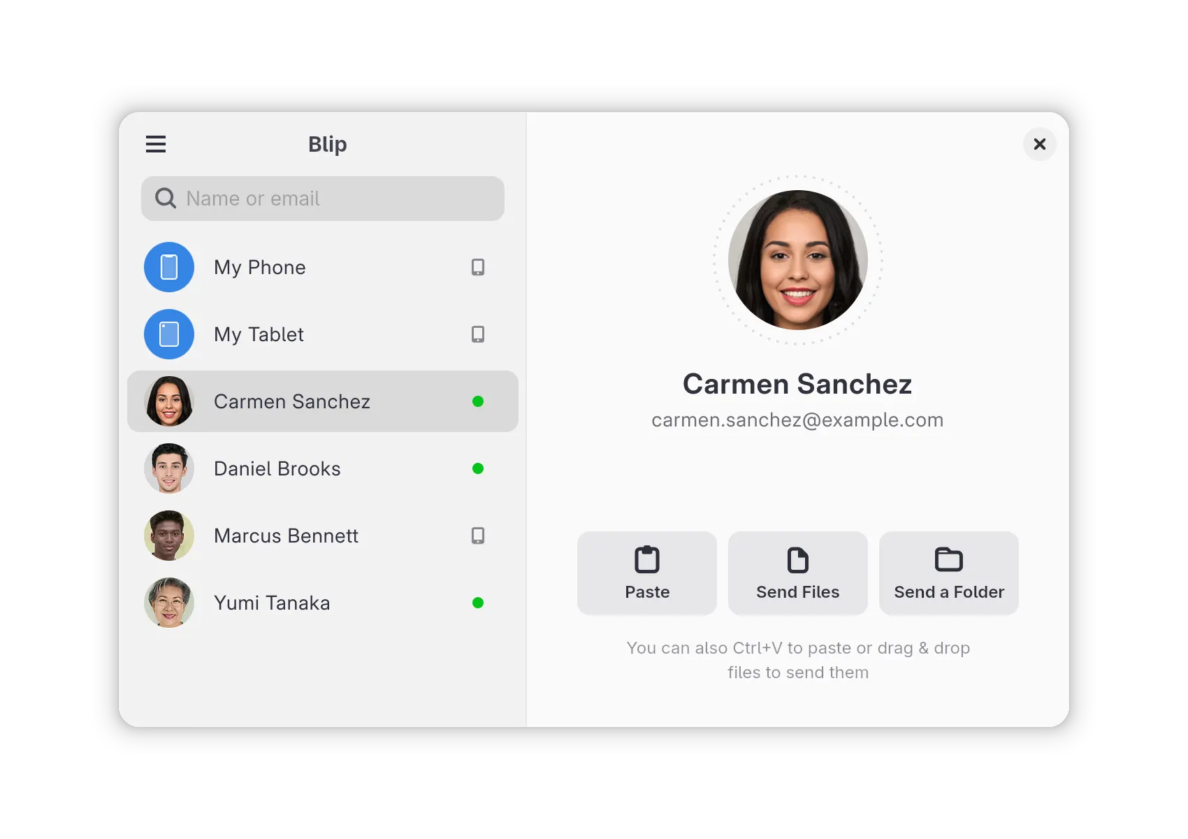 Send files, folders, links, and text to anyone, anywhere