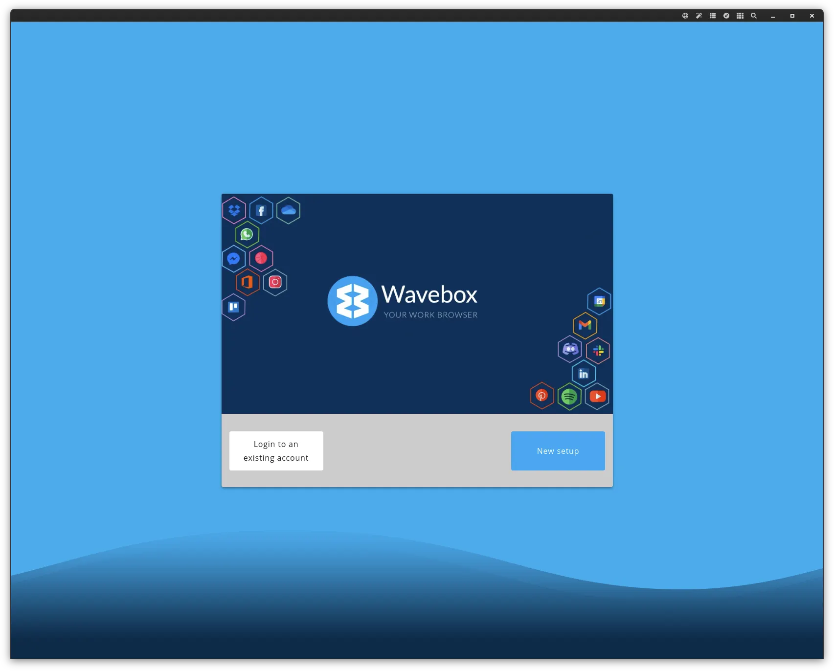 Wavebox main interface with unified inbox and app tabs