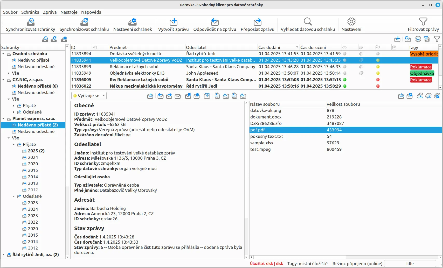 Main window of the application