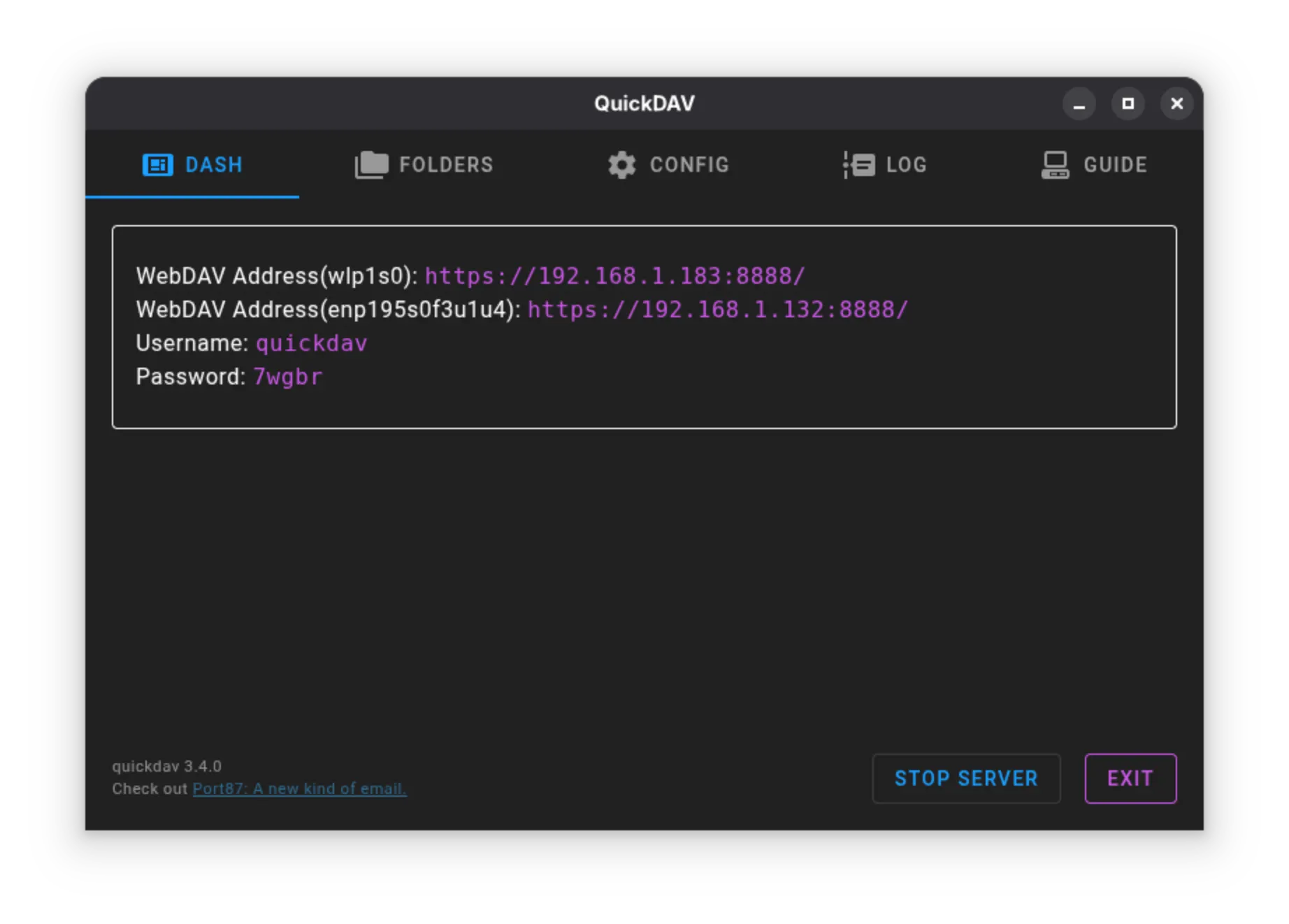 The dashboard shows the status of your file share.