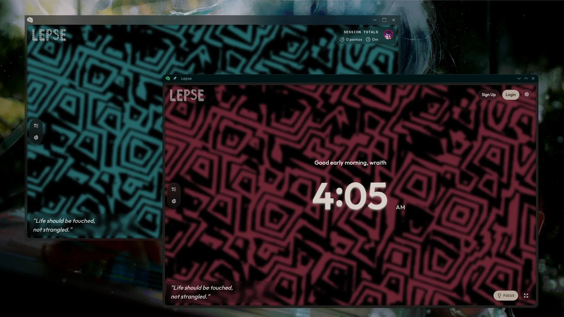 The home screen with the main clock