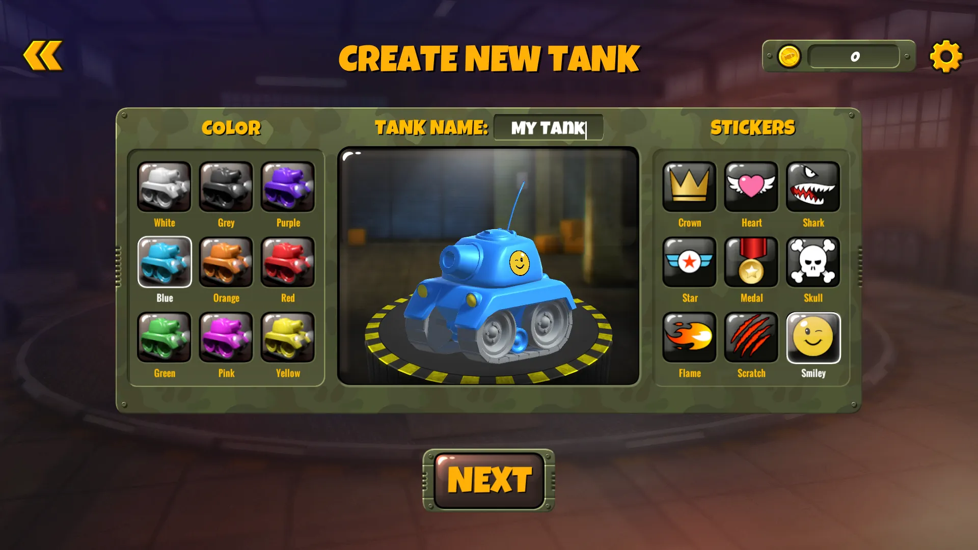 Customize your tank’s colors, name, and stickers