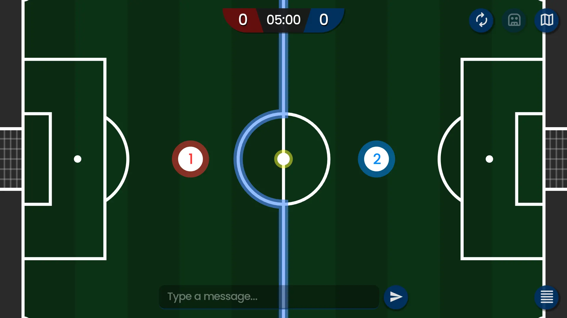 Classic 1v1 gameplay on the green pitch