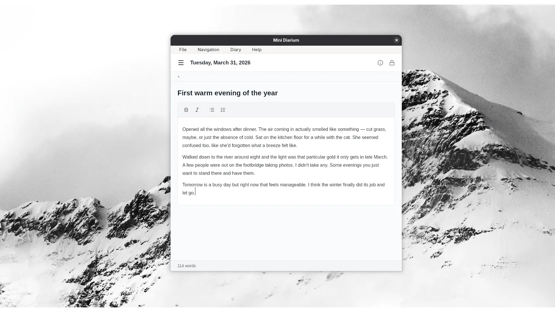 Main journal view