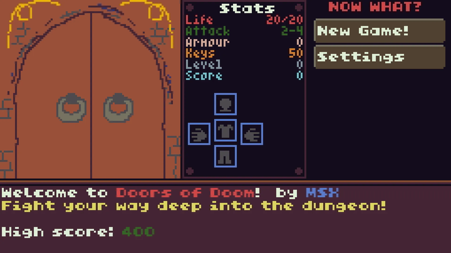 The game main window, showing a closed door.