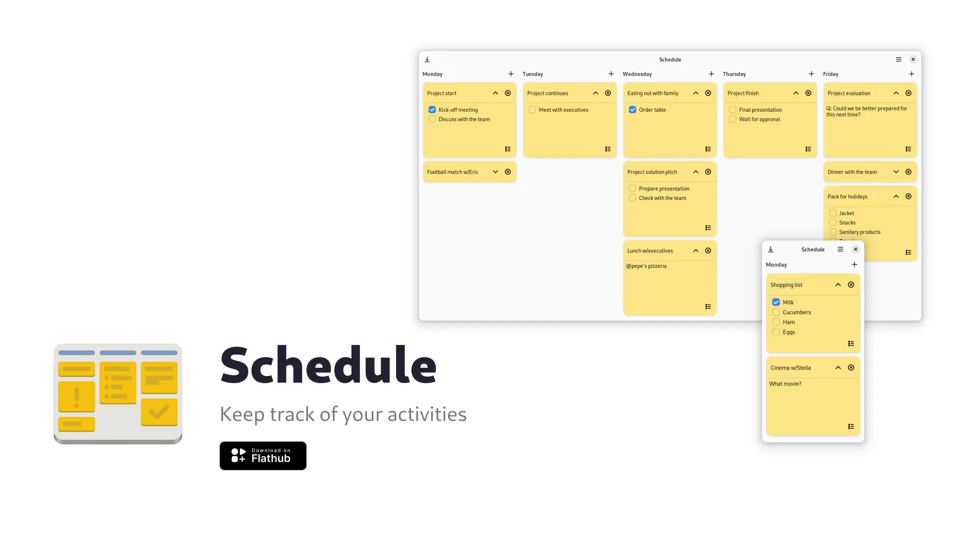 Schedule logo and interface