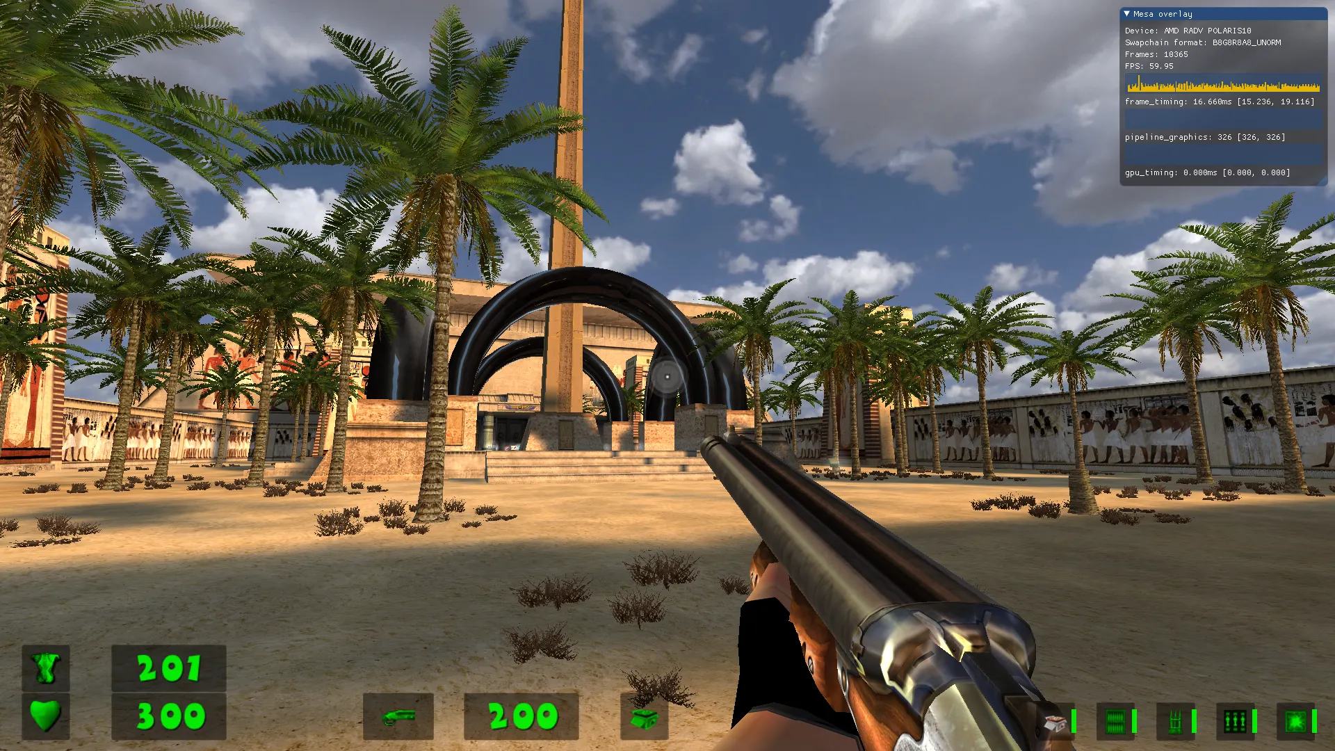 SeriousSamClassic-VK running on Linux with XPLUS Mod. Metropolis.