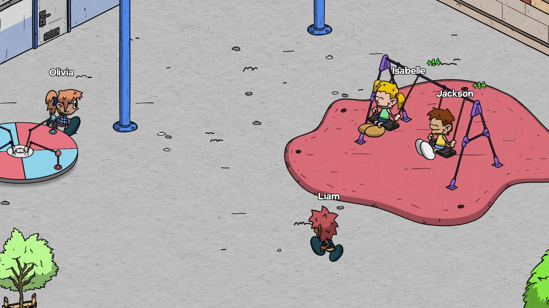 In-game screenshot, kids playing.